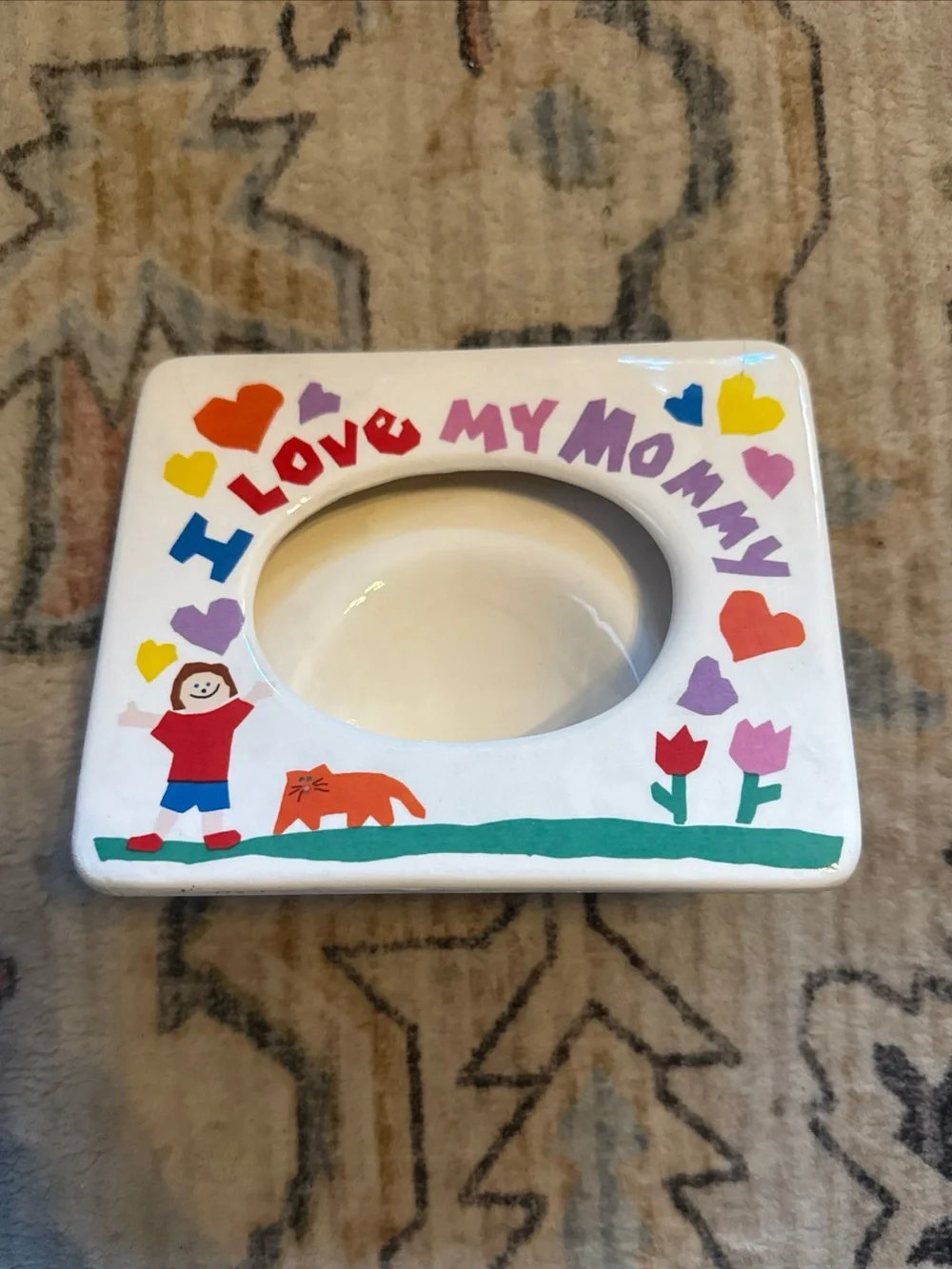 VTG Russ Berrie Ceramic I Love My Mommy Photo Frame 6x5